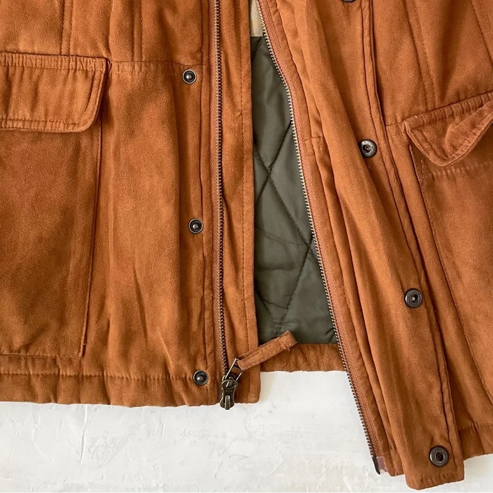Orvis Mens Vest Brown Burnt Amber Sueded Polyester Corduroy Collar Size XL - Picture 6 of 8